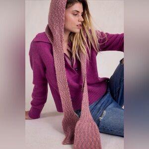 Free People One Foxy Hood Scarf in Pink NWT